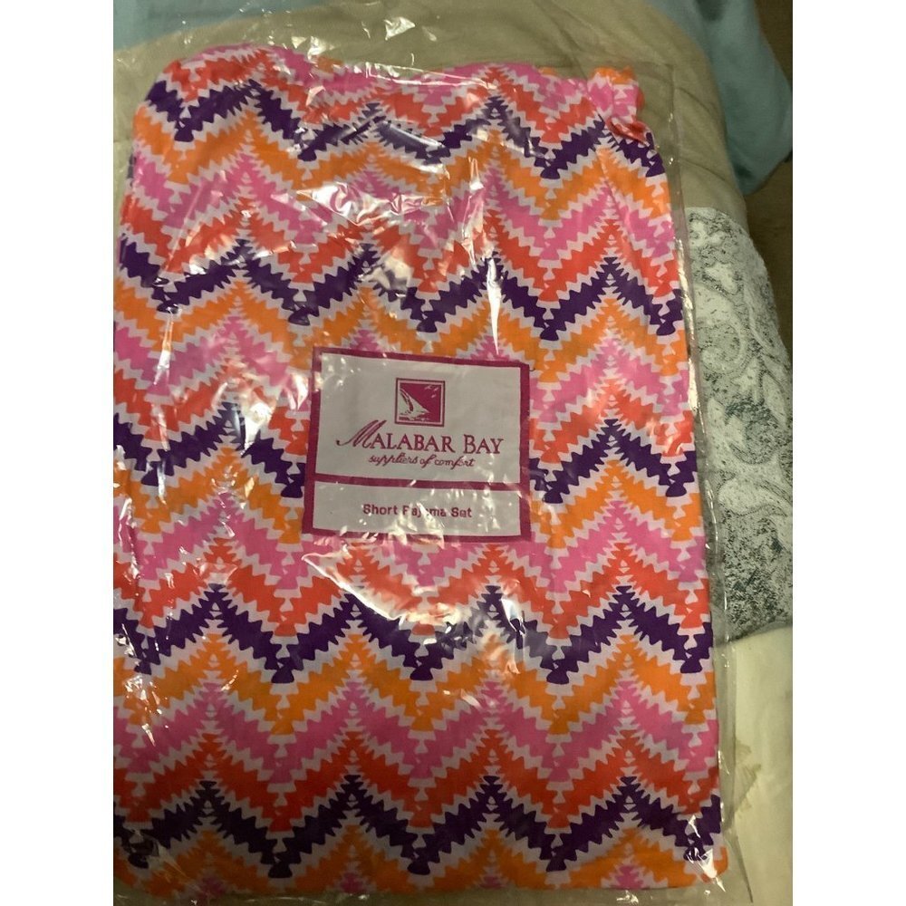 Malabar Bay Pink & Purple Zigzag Organic Cotton Summer Pajama Set - Small - Picture 5 of 6